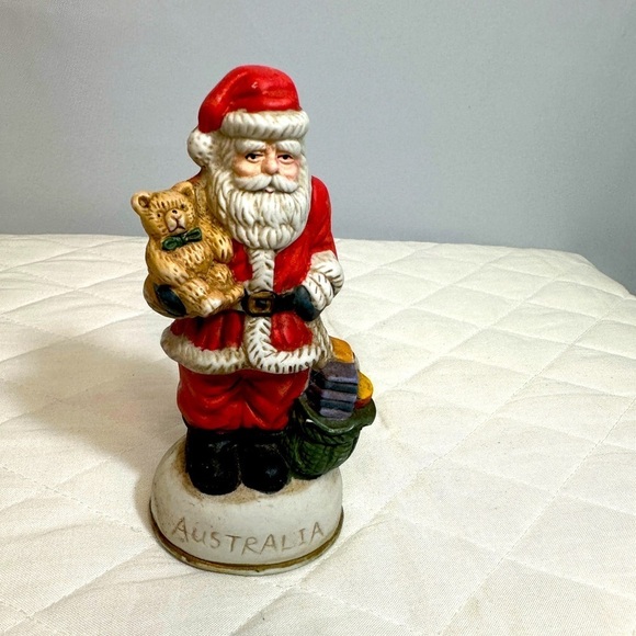 Vintage Christmas Eve Porcelain Santa With Teddy Bear And Gifts Australia - Picture 10 of 10